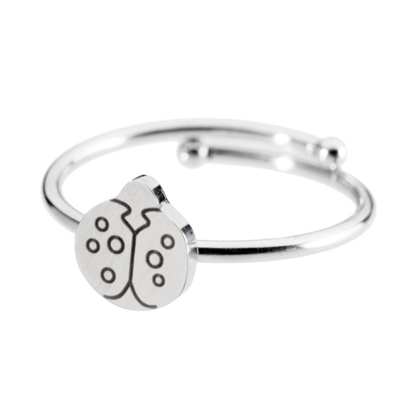 Anello in acciaio con coccinella