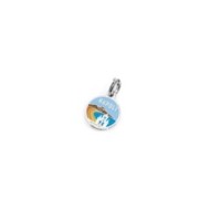 S.STEEL CHARM NAPOLI S.steel round charm with Napoli city's symbols image, 14 mm diameter. On the front side lettering in black