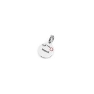 S.STEEL CHARM NAPOLI S.steel round charm with Napoli city's symbols image, 14 mm diameter. On the front side lettering in black