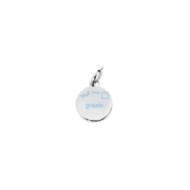 POLISHED S.STEEL PENDANT "GRAZIE" THE LOCK COLOR SAME AS PENDANT, THE WRITING MUST BE LIGHT BLUE