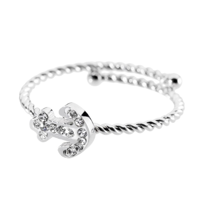 Anello con ancora e cristalli