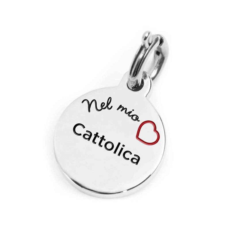 S.STEEL CHARM CATTOLICA S.steel round charm with Cattolica city's symbols image, 14 mm diameter. On the front side lettering in