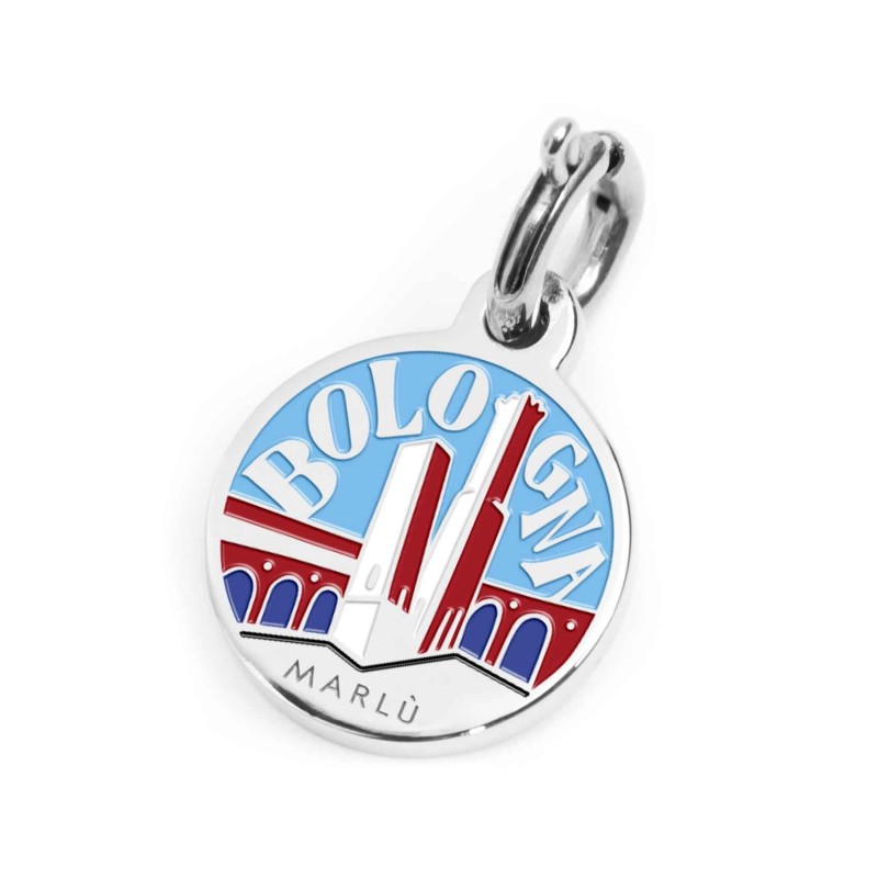 S.STEEL CHARM BOLOGNA S.steel charm with Bologna city's symbols image, with 14 mm diameter. On the front side the background is