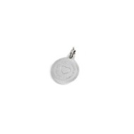 S.STEEL CHARM ROUND 14MM HEART/RAINBOW S.steel round charm 14 mm diameter with 1,10 mm thickness, on the front side, in the midd