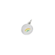 Charm tondo con cuore arcobaleno