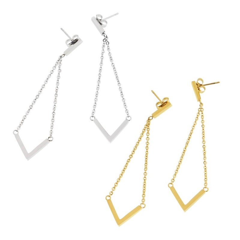 ORECCHINI IN ACCIAIO CON V