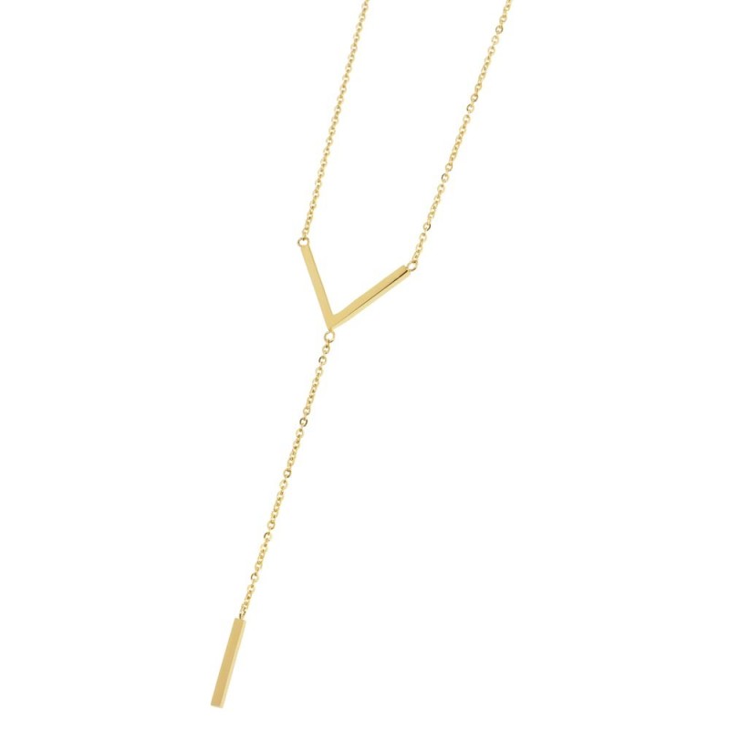COLLANA IN ACCIAIO CON V E BARRETTA
