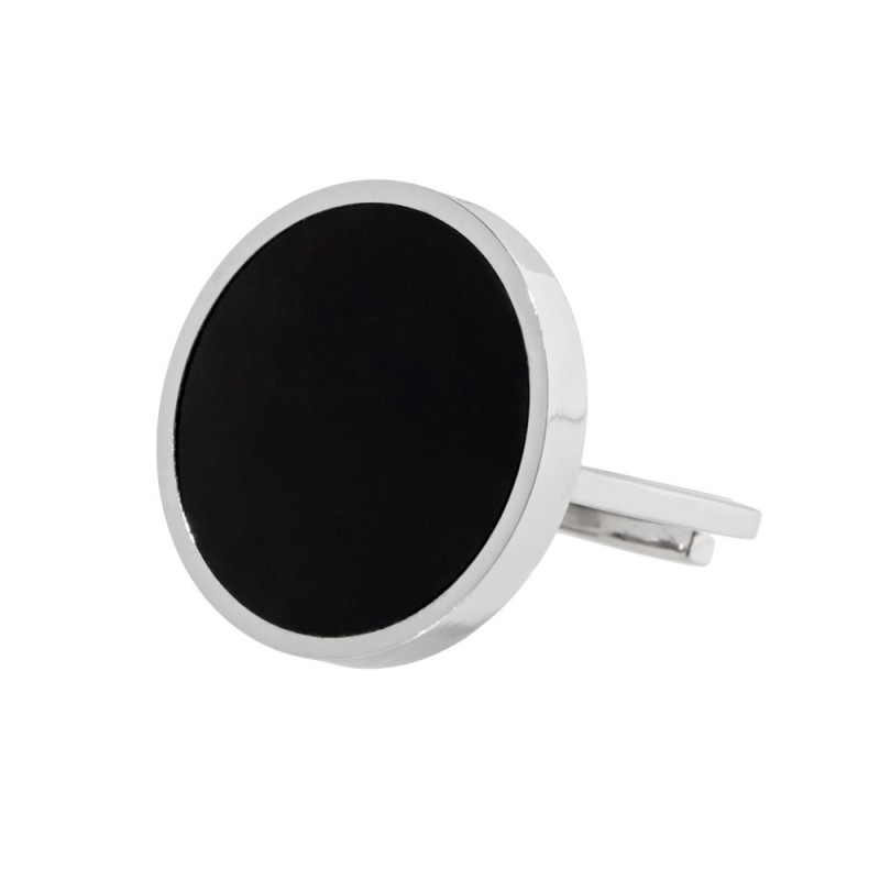 ANELLO ACCIAIO CON ACRILICO NERO