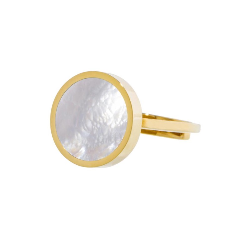 ANELLO ACCIAIO CON MADREPERLA