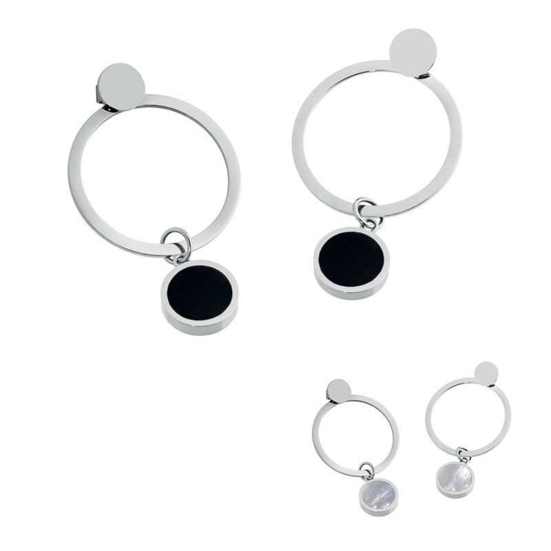 Orecchini a lobo con acrilico e madreperla