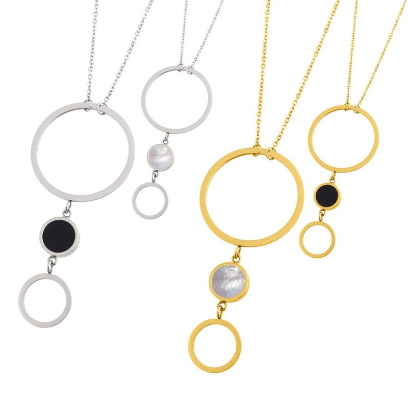 Bocar Collana Donna Multistrato A Cerchio - Fatta A Mano In Legno E Acrilico, 50 Cm + Prolunga, Confezione Regalo