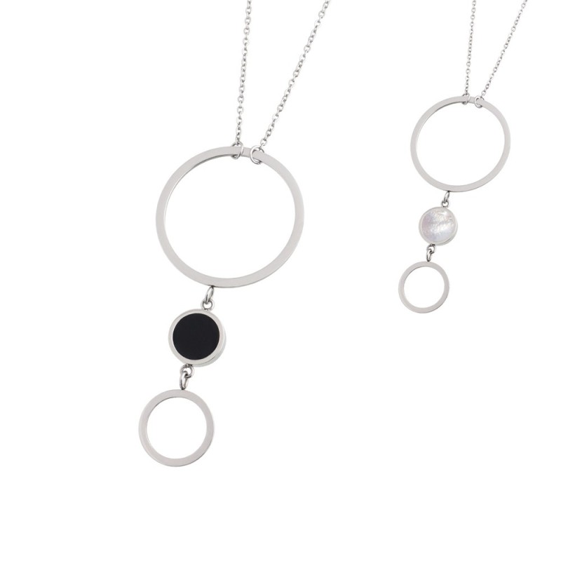 COLLANA CERCHI ACRICLICO E MADREPERLA