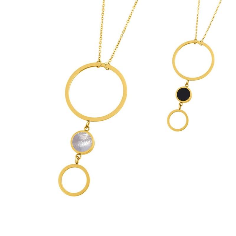 COLLANA CERCHI ACRICLICO E MADREPERLA