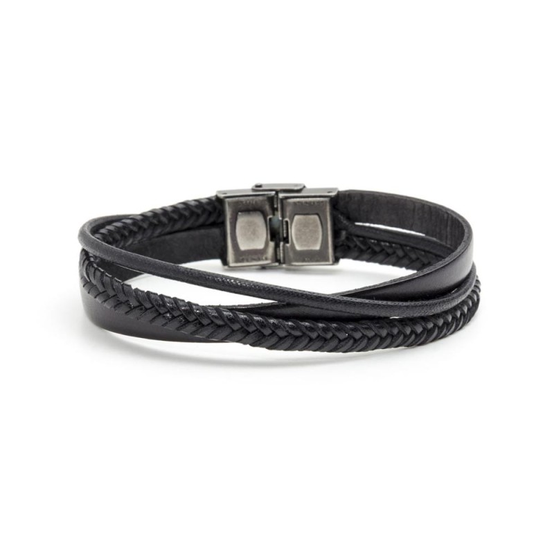 Bracciale cuoio e cotone cerato