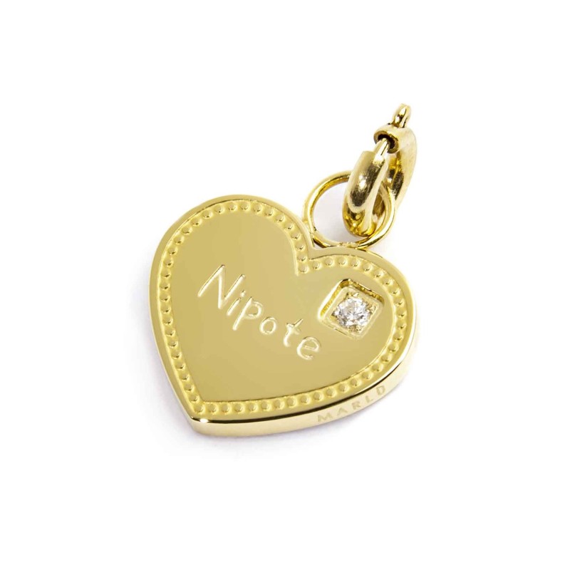 Charm cuore nipote con zircone
