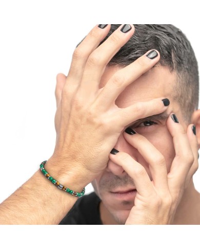 Bracciale malachite e occhio di tigre 6mm