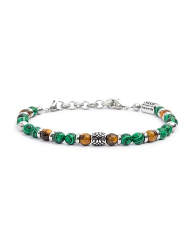 Bracciale malachite e occhio di tigre 6mm