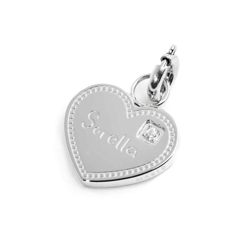CHARM CUORE SORELLA CON CZ BIANCO