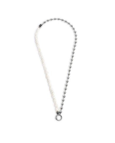 Collana perle fiume masticate con catena a sfere