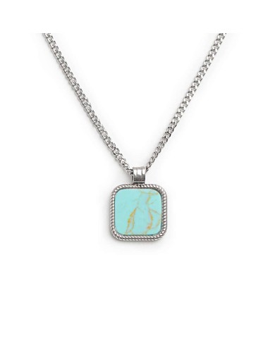 Collana catena grumetta con pendente turchese quadrato