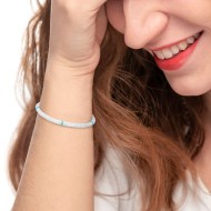 Bracciale con dischetti conchiglie bianche e turchesi