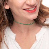 Collana tennis con zirconi e zircone centrale baguette