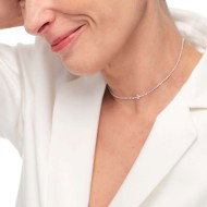 Collana tennis con zirconi e zircone centrale baguette