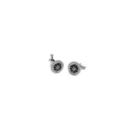 S.STEEL ROUND CUFFLINKS WITH WIND ROSE S.steel round cufflinks 16,90 mm diameter, with wind rose shape by stamping with mat blac