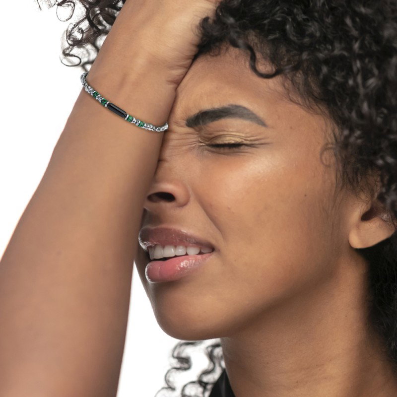 Bracciale elementi in pietra ed elementi in ematite catena box