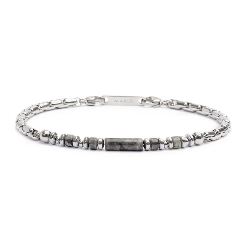 BR ACCIAIO CON PIETRA, EMATITE E CATENA BOX