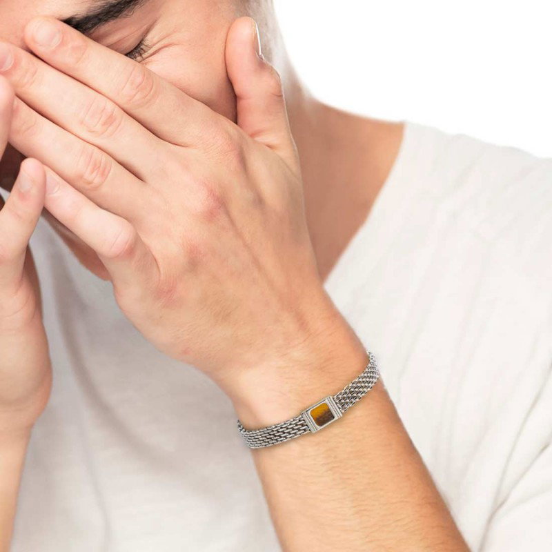 BR ACCIAIO CON PIETRA E CATENA MESH