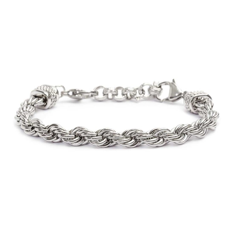 S.STEEL BRACELET WITH ROPE CHAIN 6,80 MM S.steel bracelet with rope chain 6,80 mm thickness. On both ends, element with three tw