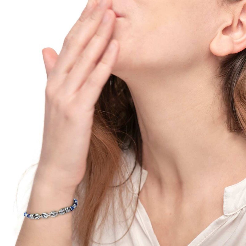 S.S BRACELET WITH SODALITE HEMATITE AND MARINE CHAIN S.steel bracelet alternated with s.steel rings 4 mm diameter, hematite chro