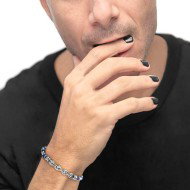 S.S BRACELET WITH SODALITE HEMATITE AND MARINE CHAIN S.steel bracelet alternated with s.steel rings 4 mm diameter, hematite chro