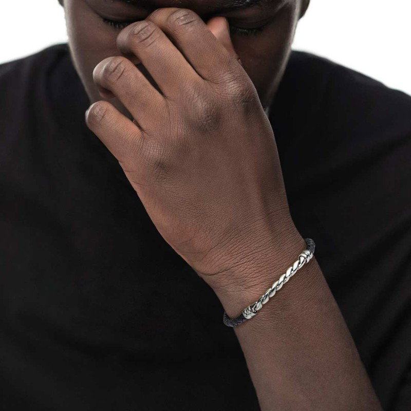 Bracciale in pelle sintetica con catena twisted