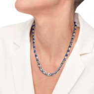 S.STEEL NECKLACE WITH SODALITE HEMATITE AND MARINE CHAIN S.steel necklace alternated with hematite with chrome ip beads 4,70*2,4