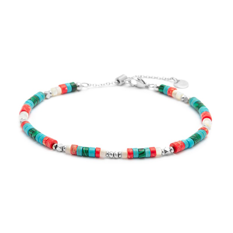 Cavigliera con rondelle multicolore