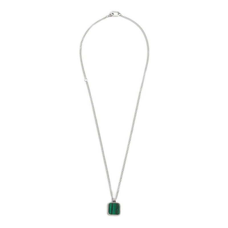 Collana catena grumetta con piastrina quadrata pendente