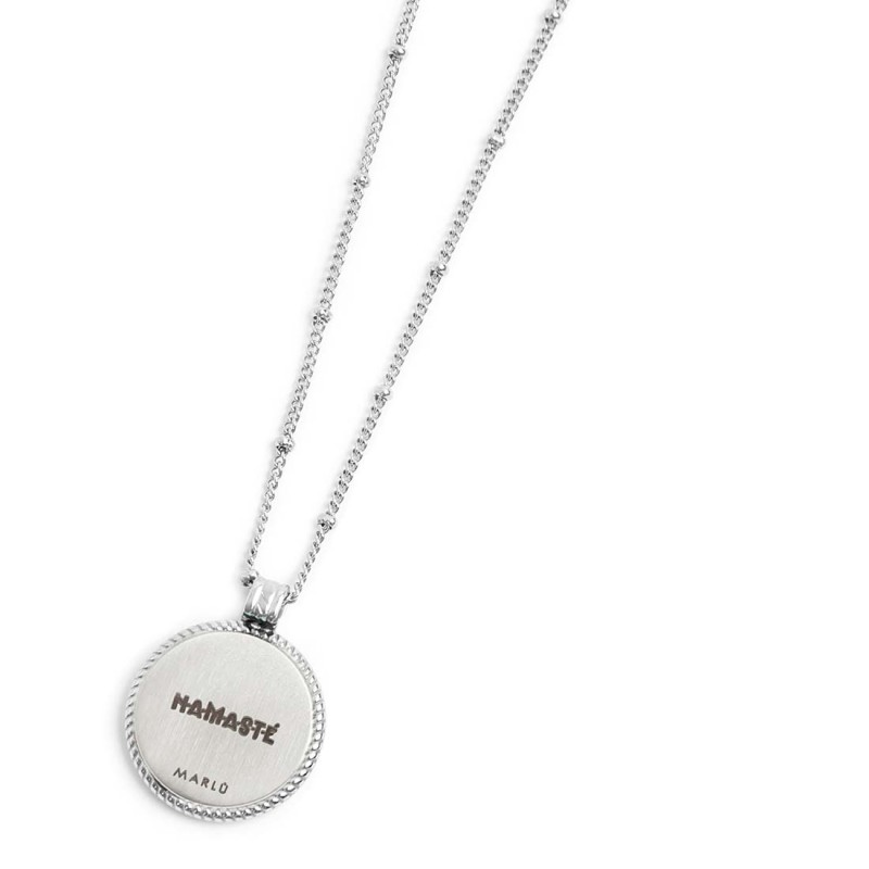 Collana catena grumetta con piastrina tonda pendente