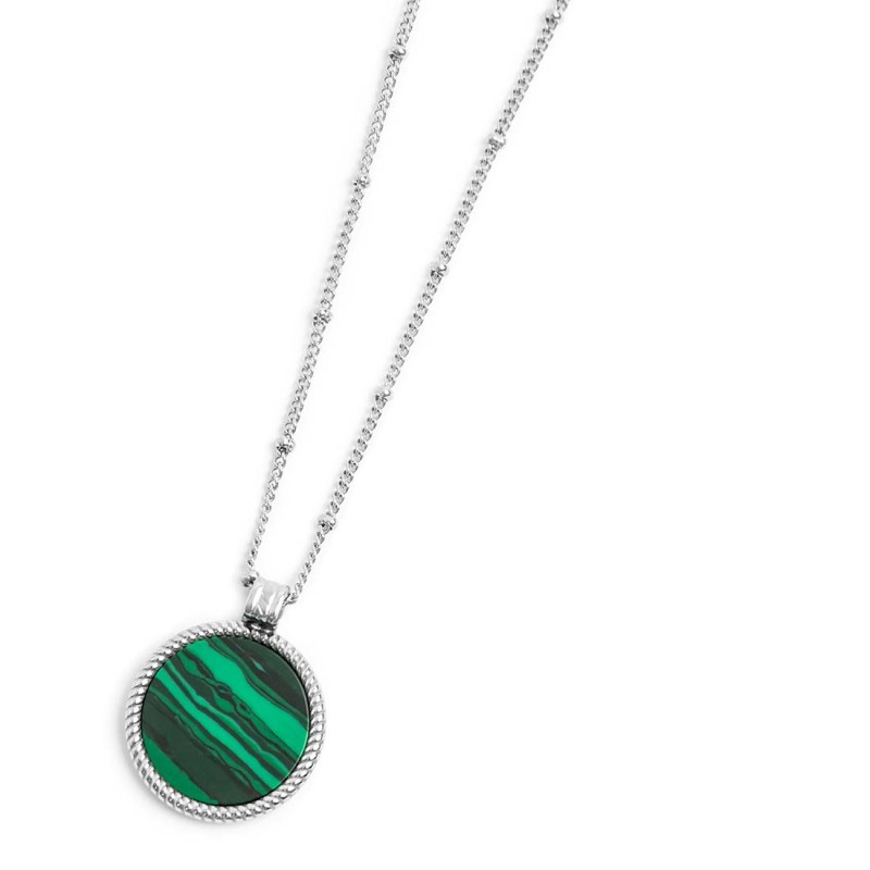 Collana catena grumetta con piastrina tonda pendente