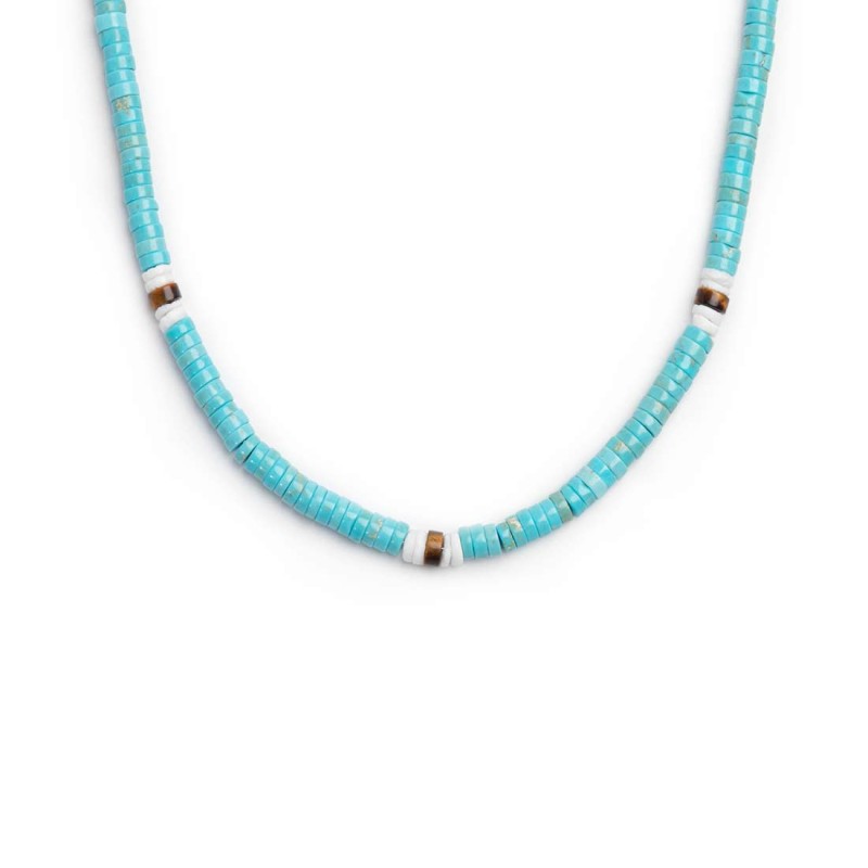 Collana con perle di fiume e collana con dischetti di pietre