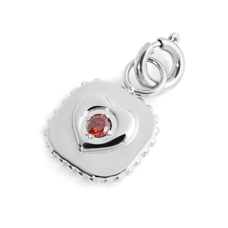 Charm piastrina cuore con zircone
