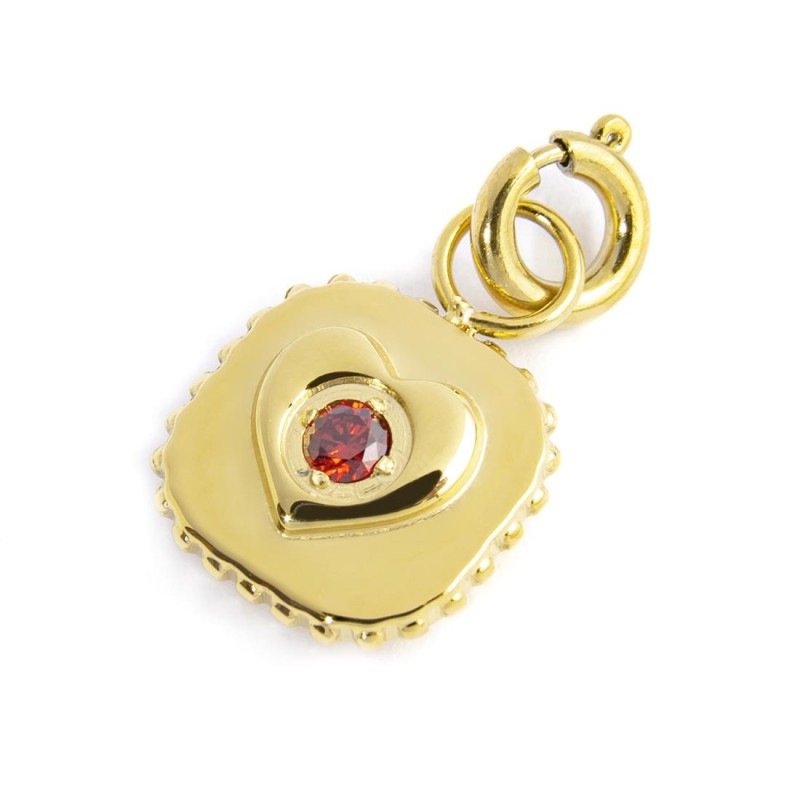 Charm piastrina cuore con zircone