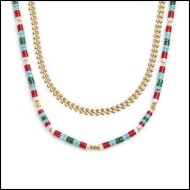 Collana catena a foglia e collana con pietre a rondelle