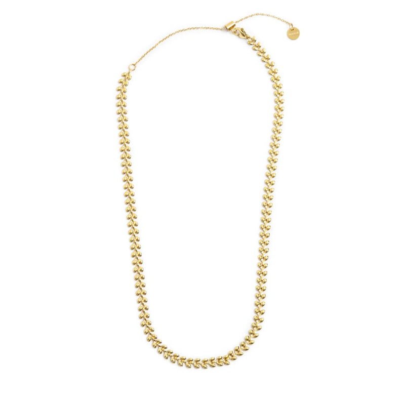 Collana catena a foglia e collana con pietre a rondelle