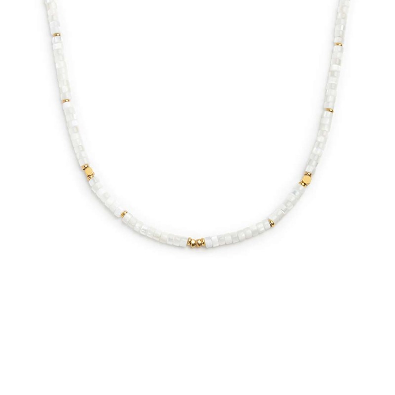 Collana catena a foglia e collana con pietre a rondelle