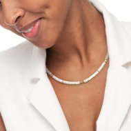 Collana catena a foglia e collana con pietre a rondelle