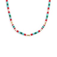 Collana catena a foglia e collana con pietre a rondelle