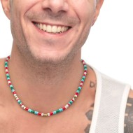 Collana catena a foglia e collana con pietre a rondelle