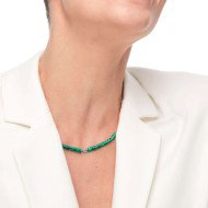 Collana catena a foglia e collana con pietre a rondelle